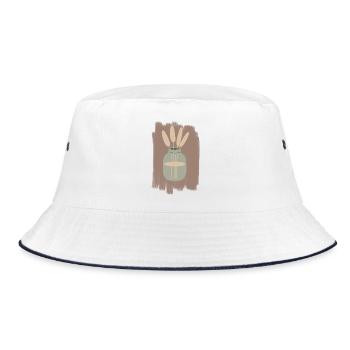 Vase mit Schilfrohr Minimal - Bucket Hat - Weiß/Navy - Vorne