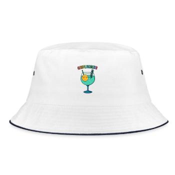 GinInfluencer Cocktail Illustration Gin - Bucket Hat - Weiß/Navy - Vorne