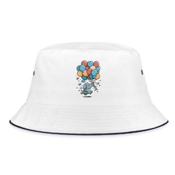 Ballon Elefant Fantasie - Bucket Hat - Weiß/Navy - Vorne