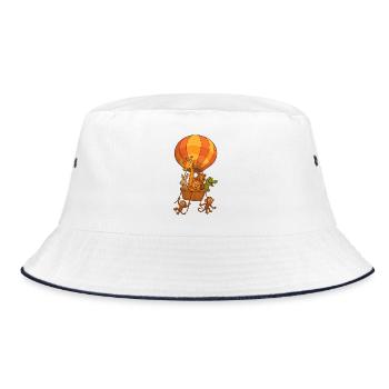 Hot Air Balloon Joyful Animals in Flight Noah's Ark - Bucket Hat - white/navy - Front