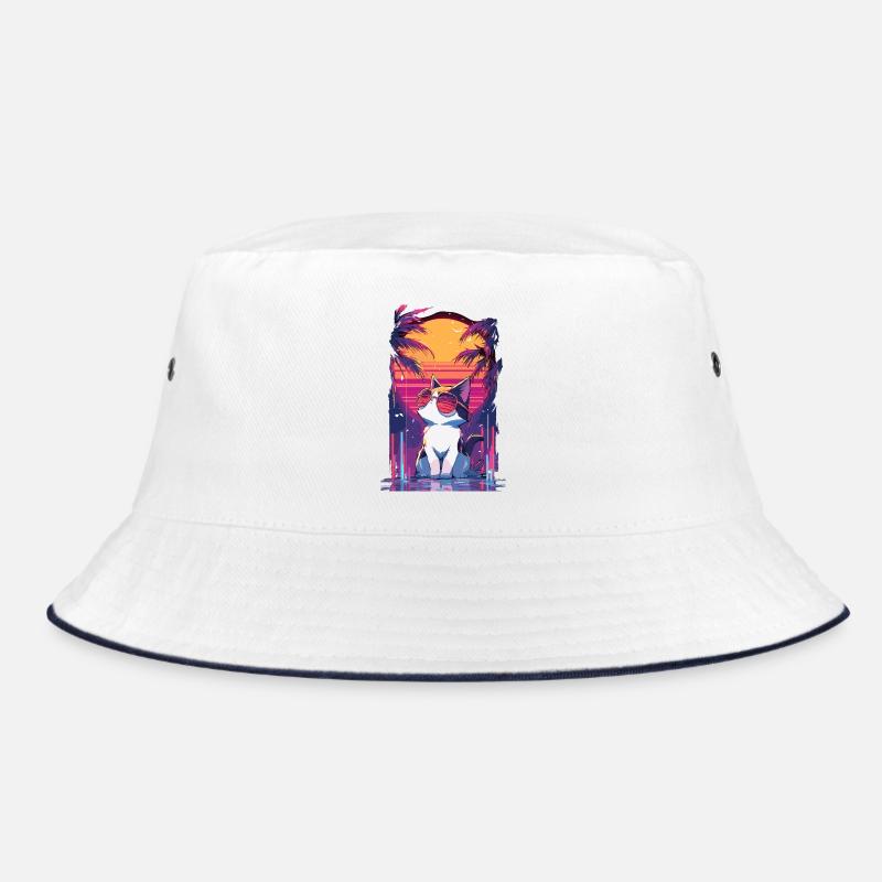 Cats Neon Sunset Bucket Hat