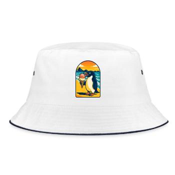 Penguin Icecream Sunset - Bucket Hat - white/navy - Front