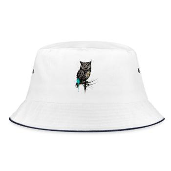 NightOwl with Paint Splashes - Bucket Hat - white/navy - Front