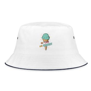 Es lebe die Eiszeit - Eiskugel - Bucket Hat - Weiß/Navy - Vorne