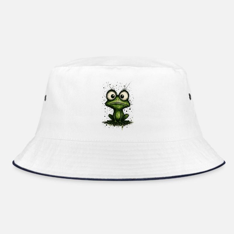 Lustiger Frosch mit großen Augen – Comicstrip-Splash Bucket Hat