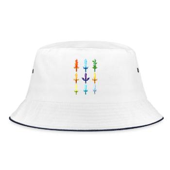 Bunte Fantasy Schwerter Design - Bucket Hat - Weiß/Navy - Vorne