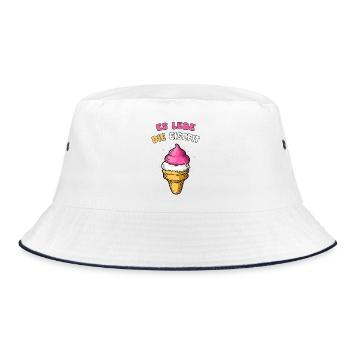 Es lebe die Eiszeit mit Eiscreme - Bucket Hat - Weiß/Navy - Vorne