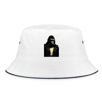 Blouson en cuir Gorilla Rebel - Bob - blanc/marine - Devant