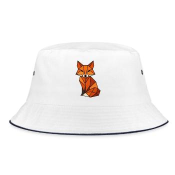 Geometric Fox Triangles - Bucket Hat - white/navy - Front
