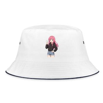 Fille d’anime avec sweat à capuche rose - Bob - blanc/marine - Devant