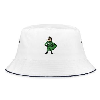 Öko Superheld im Grünumhang - Bucket Hat - Weiß/Navy - Vorne