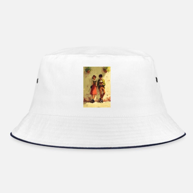 Couple Reading Together Art Bucket Hat