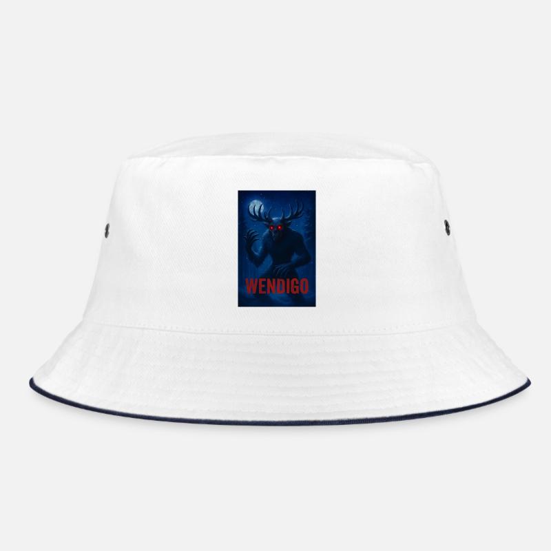 Wendigo Horror Kunst in verschneiter Waldnachtszene Bucket Hat