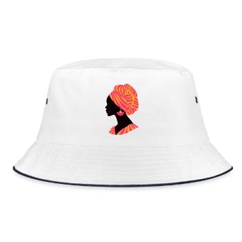 Africa African Woman Traditional Design - Bucket Hat - white/navy - Front