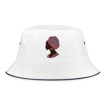 Afrique Femme africaine Design traditionnel - Bob - blanc/marine - Devant