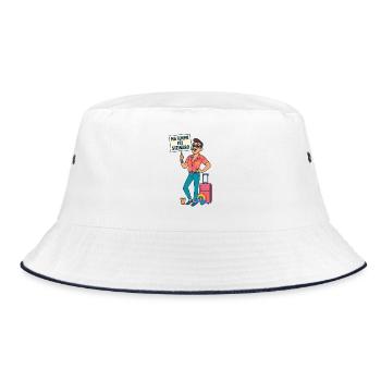 My wife is a steward - Bucket Hat - white/navy - Front