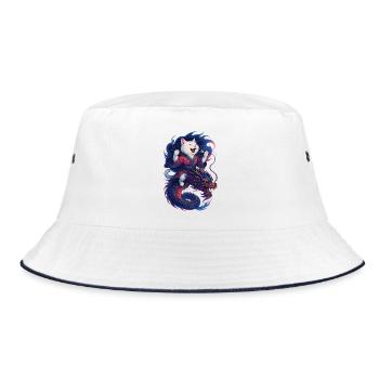 Sushi Britisch Kurzhaar Katze Drache Kimono - Bucket Hat - Weiß/Navy - Vorne