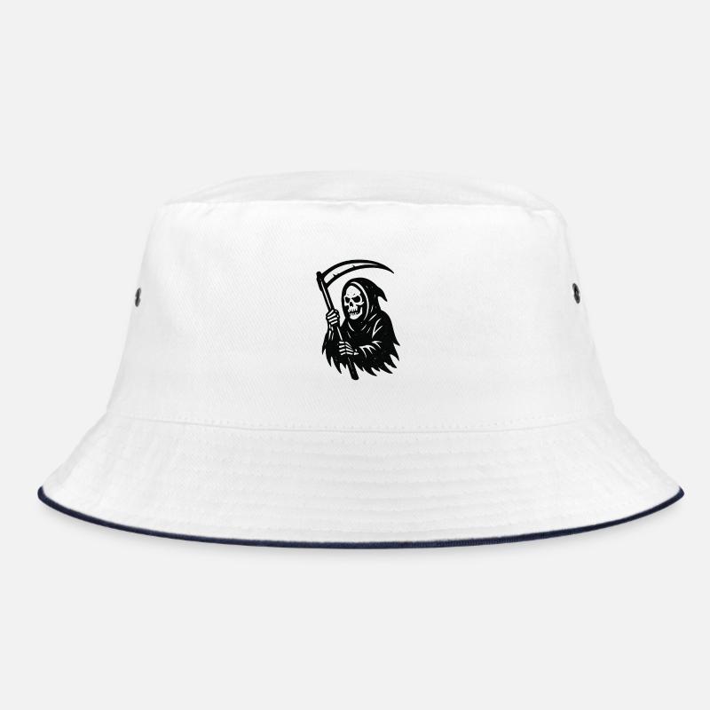 Sensenmann Silhouette Druck - Bucket Hat - Weiß/Navy