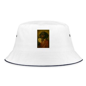 Dachshund in star suit with joker card - Bucket Hat - white/navy - Front