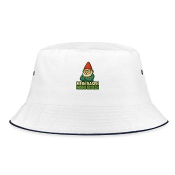GartenGnom Spruch: Mein Rasen Meine Regeln - Bucket Hat - Weiß/Navy - Vorne