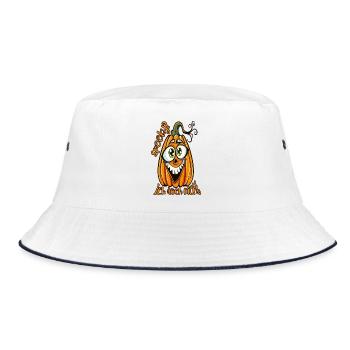 Spooky? Ich doch nicht – Lustiger Kürbis - Bucket Hat - Weiß/Navy - Vorne