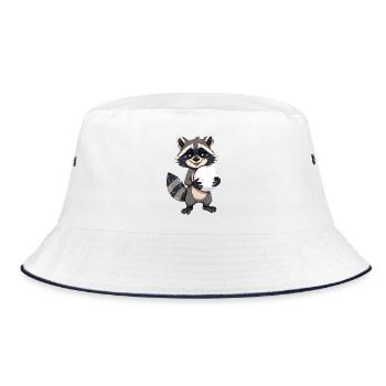 Raccoon with a big snowball - Bucket Hat - white/navy - Front