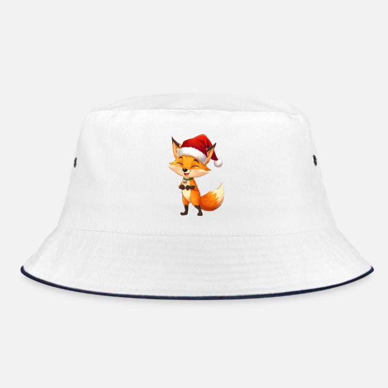 Fox with Santa Hat Bucket Hat