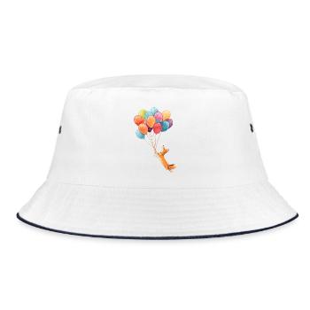 Flying fox with colorful balloons - Bucket Hat - white/navy - Front