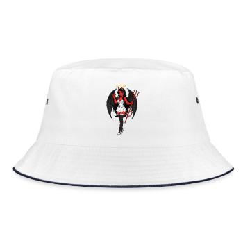 Devil Angel with Halo and Staff - Bucket Hat - white/navy - Front