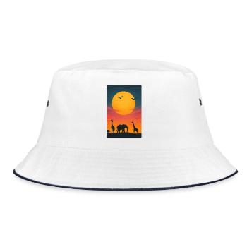 Savannen Sonnenuntergang - Bucket Hat - Weiß/Navy - Vorne