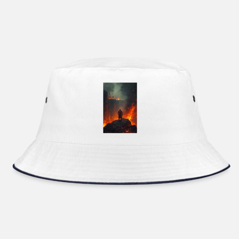 Flammender Ritter am Lavafeld Bucket Hat