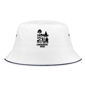 Lüneburger Heide Schäfer Heidschnucken Idylle - Bucket Hat - Weiß/Navy - Vorne