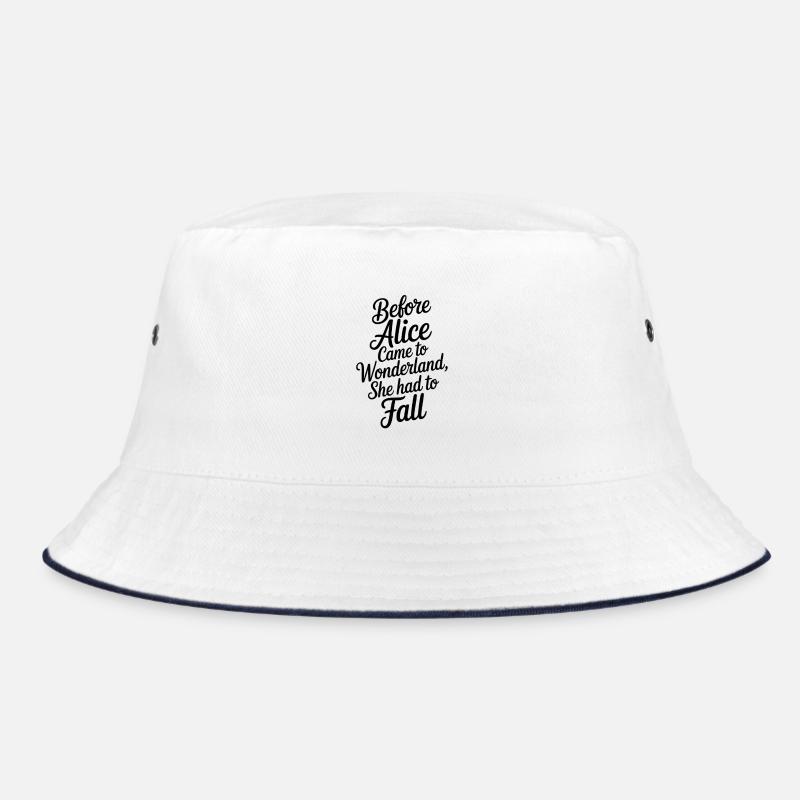 Wonderland Quote in Script - Bucket Hat - white/navy