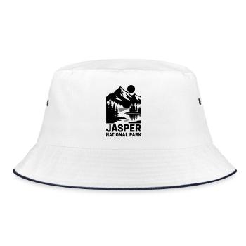 jasper nationalpark - Bucket Hat - Weiß/Navy - Vorne