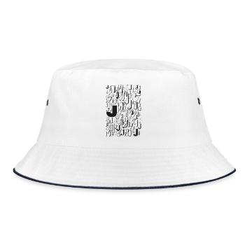 Typo J – Letter Design for Font Lovers - Bucket Hat - white/navy - Front