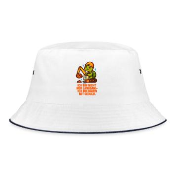 Ich_bin_nicht_nur_Langsam_Ich_bin_Bauen_mit_ged - Bucket Hat - Weiß/Navy - Vorne