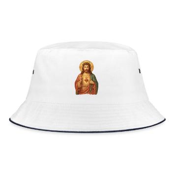Sacred Heart of Jesus Icon - Bucket Hat - white/navy - Front