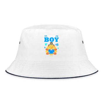 Thanksgiving Gender Reveal Werdende Mutter - Bucket Hat - Weiß/Navy - Vorne