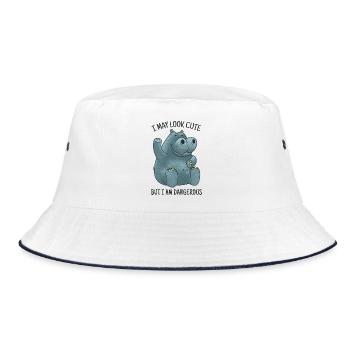 Friedlicher Nilpferd kann gefährlich werden  - Bucket Hat - white/navy - Front
