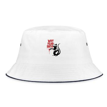 Rat and blood writing: Why fear of death - Bucket Hat - white/navy - Front