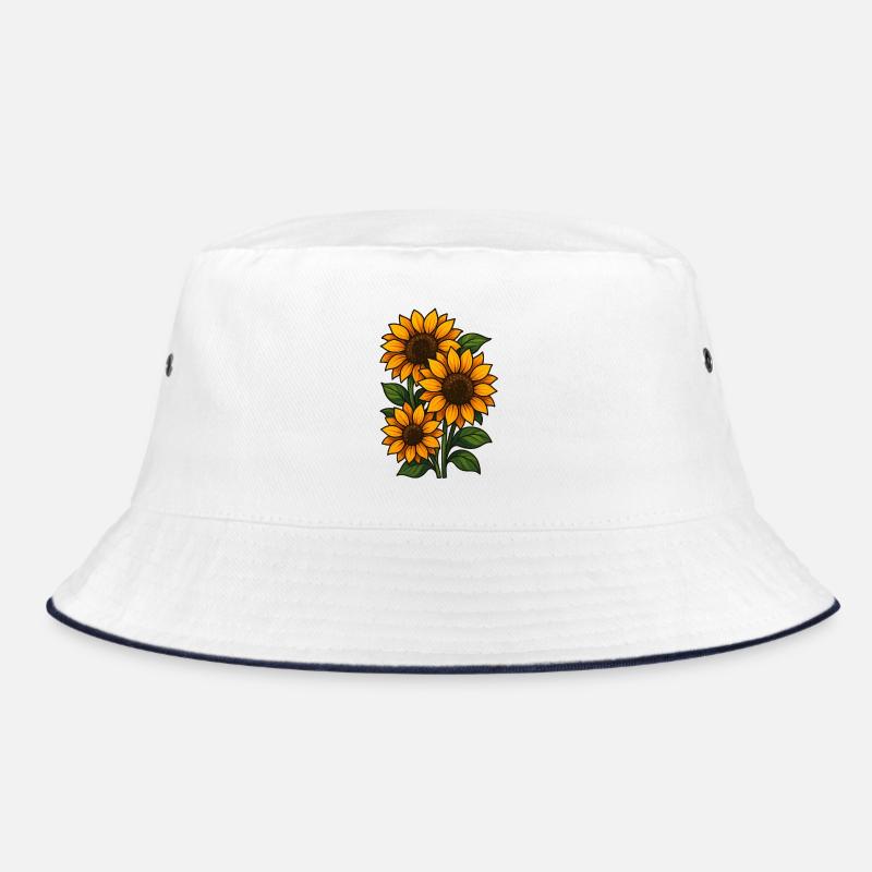 sunflowers - Bucket Hat - white/navy
