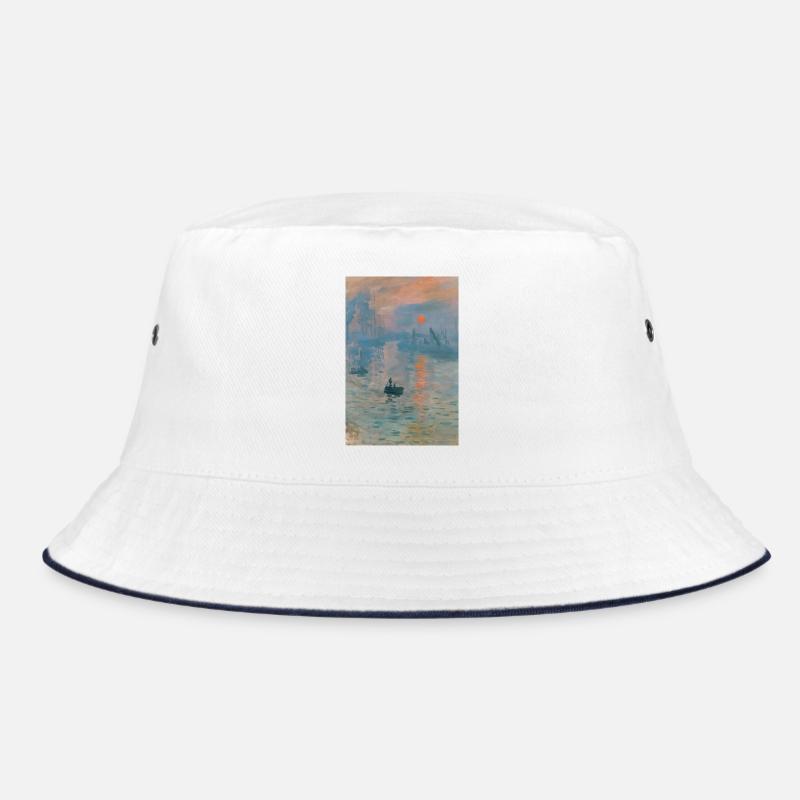 Impressionist Seascape Sunset - Bucket Hat - white/navy