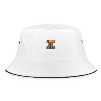Just Be Nice Retro Typography - Bucket Hat - white/navy - Front