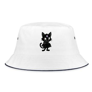 Bad Kitty Vibes - Bucket Hat - Weiß/Navy - Vorne