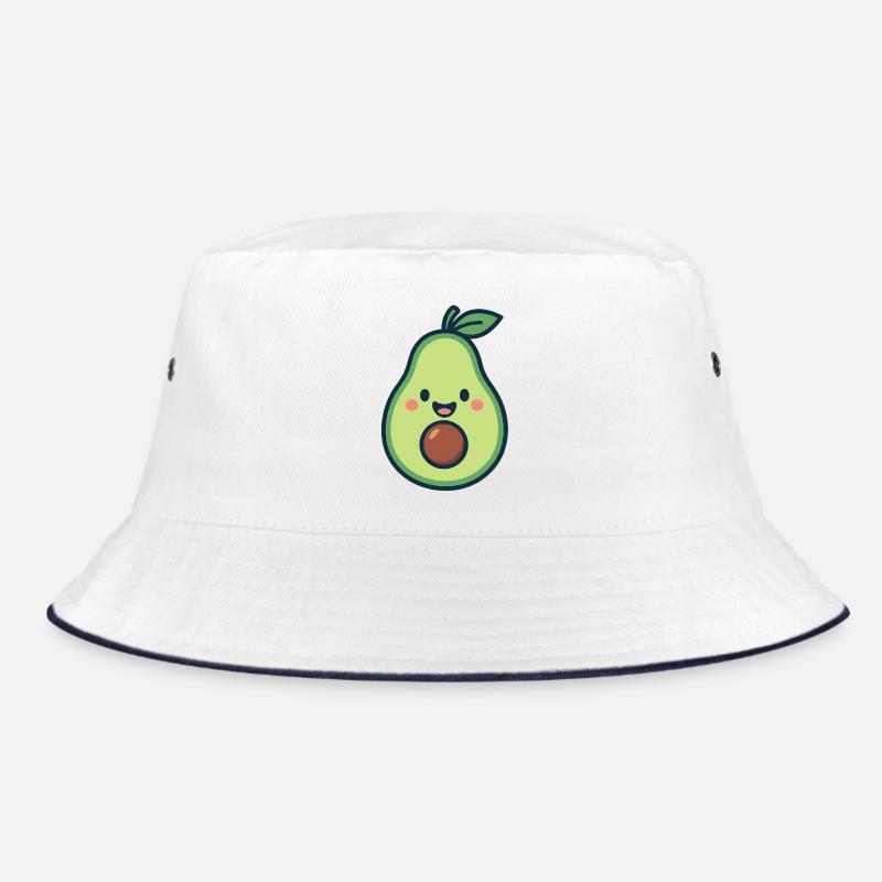 Happy Avocado - Bucket Hat - Weiß/Navy