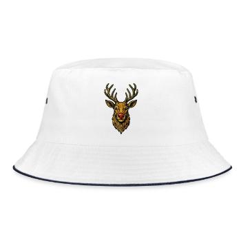 Vintage Weihnachten Rentier - Bucket Hat - Weiß/Navy - Vorne