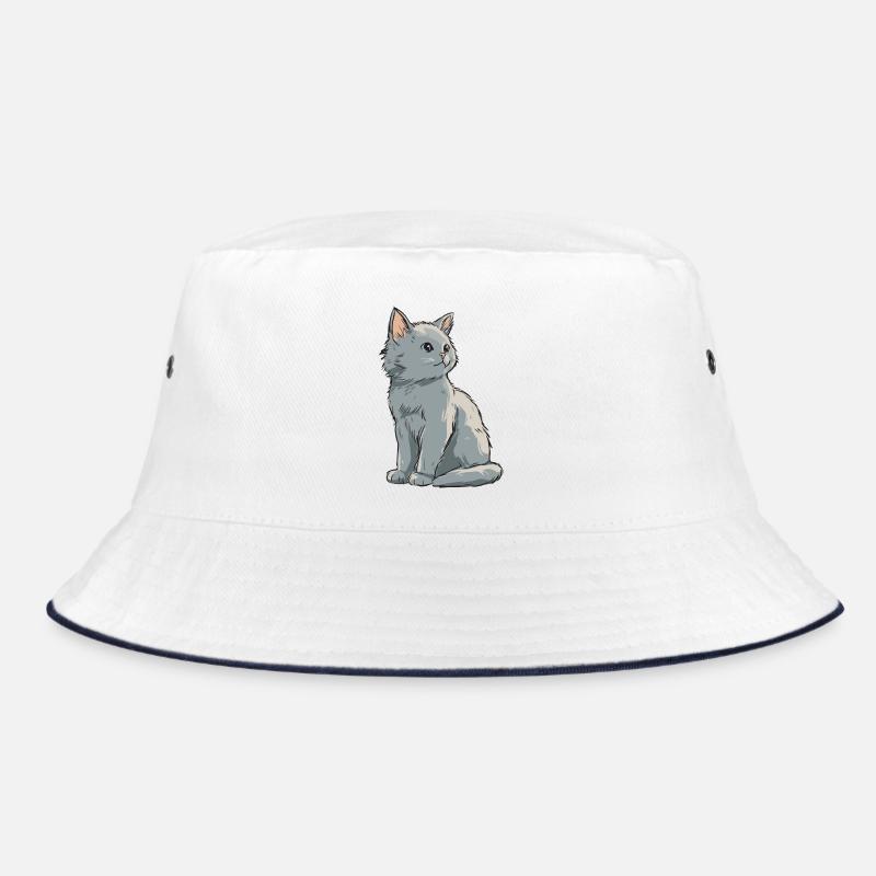 Graues Samtkätzchen Illustration Bucket Hat