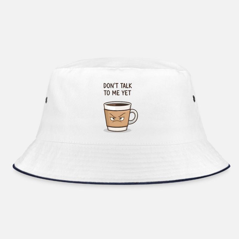 Grumpy Coffee Cup – Don’t Talk to Me Yet - Bucket Hat - white/navy