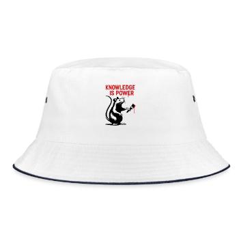 Wissen ist Macht – Rattenkunst - Bucket Hat - Weiß/Navy - Vorne