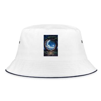 Illustration of a fantasy landscape - Bucket Hat - white/navy - Front